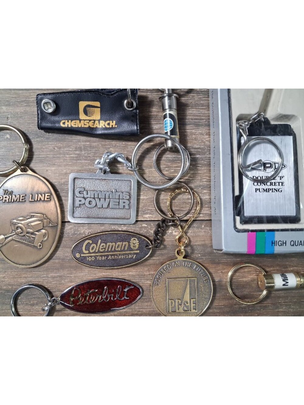 Industrial Company Keychain Theme Lot Tag Various Coleman Concrete Cummins Other